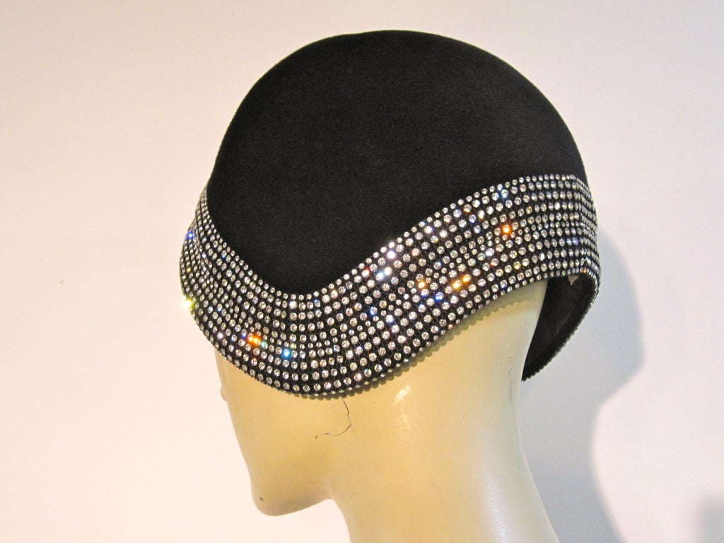 Leslie James 60s-Does-20s Felt and Rhinestone Cloche 2