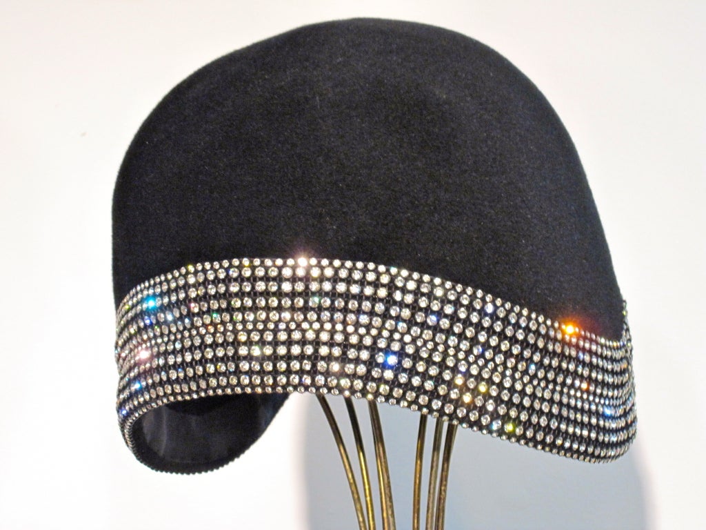 Leslie James 60s-Does-20s Felt and Rhinestone Cloche 3
