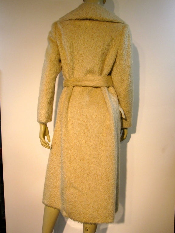 Norell 50s Mohair Tweed Belted Coat in Beige 1