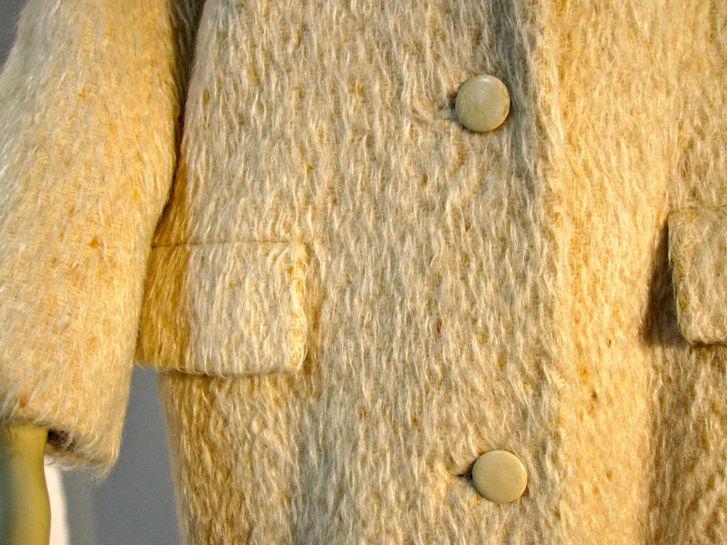 Norell 50s Mohair Tweed Belted Coat in Beige 3