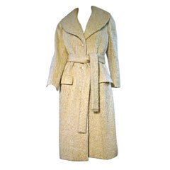 Norell 50s Mohair Tweed Belted Coat in Beige
