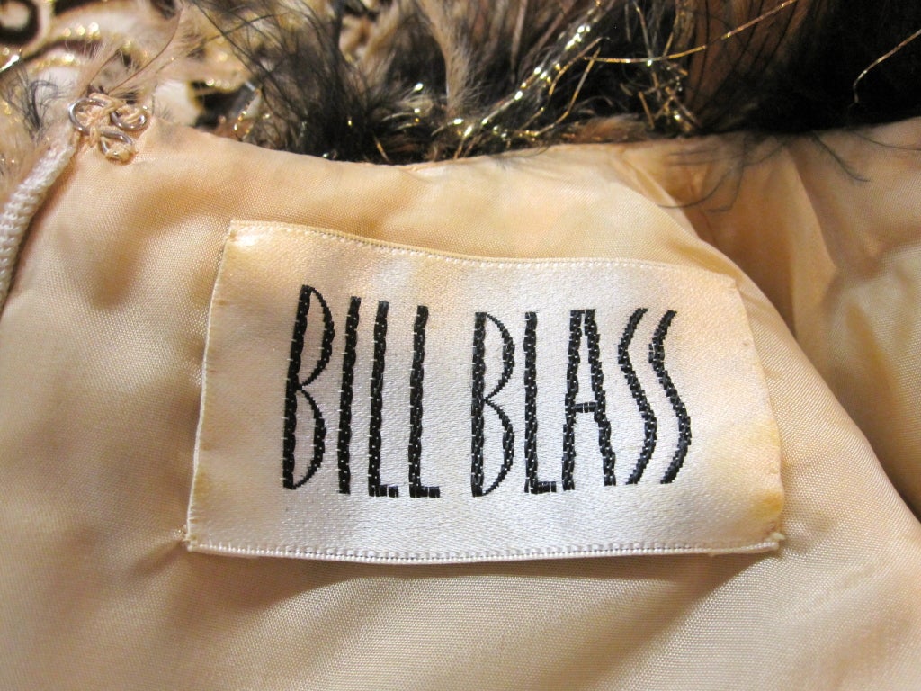 Bill Blass 60s Over-The-Top Paisley Lamé Gown w/ Ostrich Trim 5