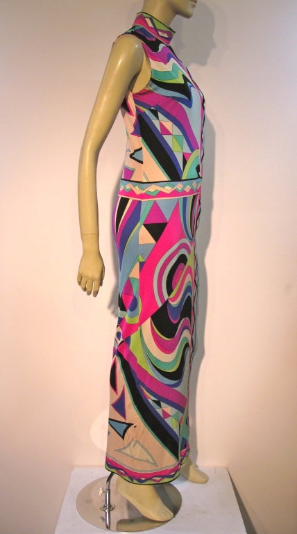 Women's 60s Emilio Pucci Jersey Maxi Dress in Spectacular Print