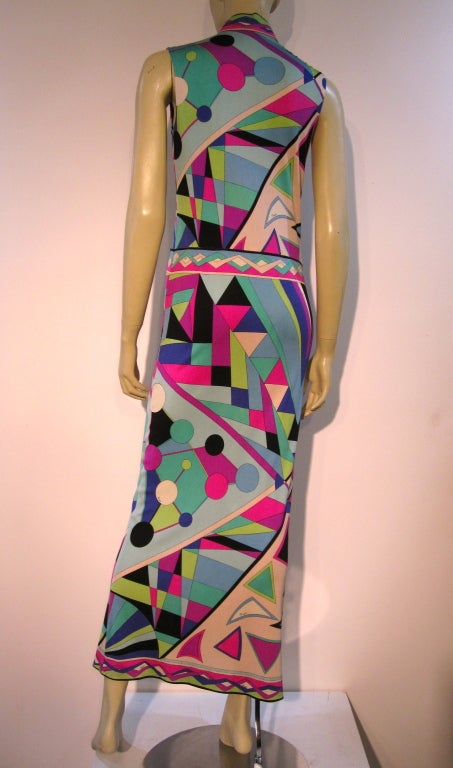 60s Emilio Pucci Jersey Maxi Dress in Spectacular Print 1