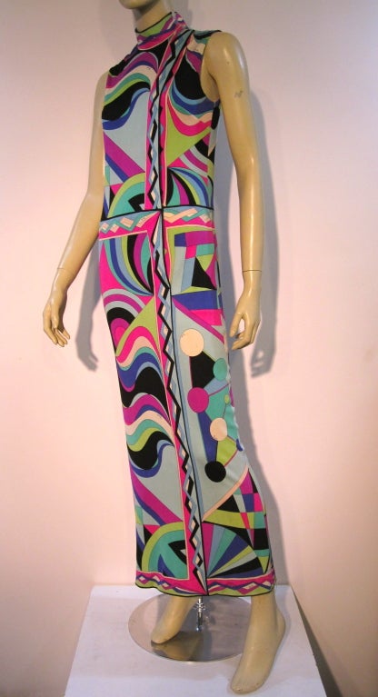 60s Emilio Pucci Jersey Maxi Dress in Spectacular Print 4
