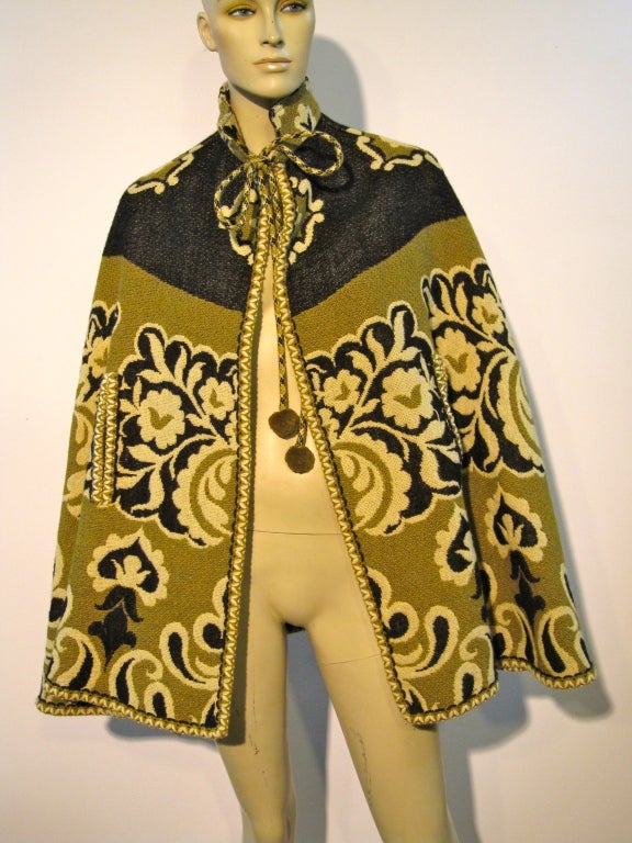 60s Greek Wool Patterned Cape