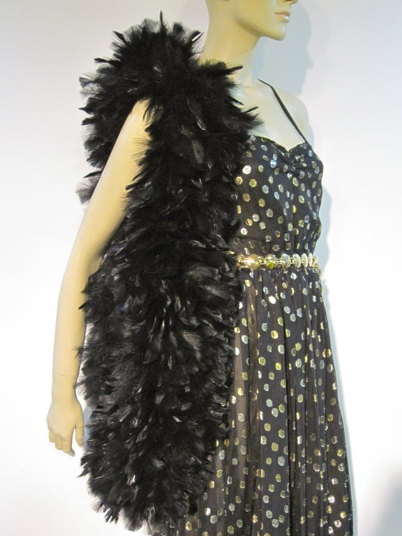 70s Silk Lamé Polka-Dot Chiffon Backless Dress 3
