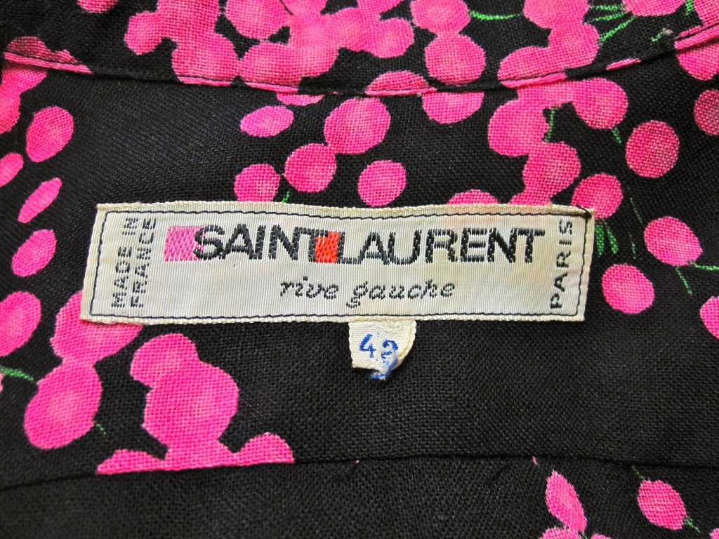 Yves Saint Laurent 70's Pant Suit w/ Electric Pink Floral Print 4