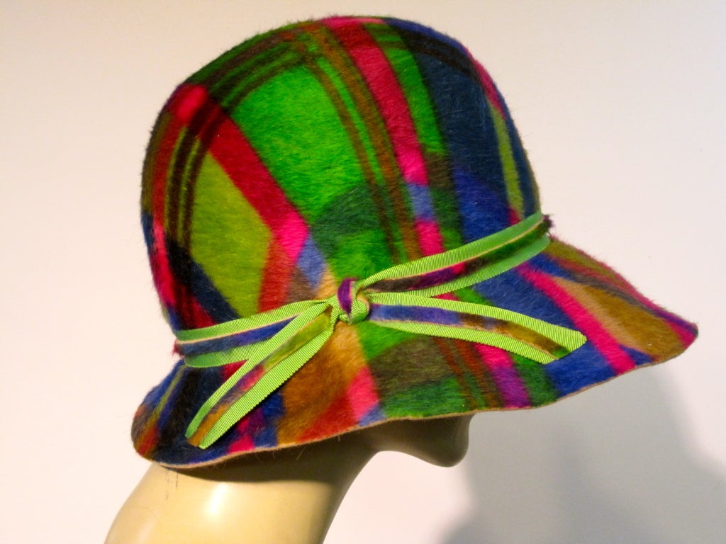 Women's Mod 60s Ethel Atkins Madras Plaid Mohair Hat