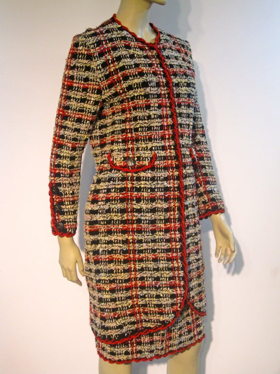 Women's Adolfo 70s Bouclé Knit Skirt Suit in the Chanel Style