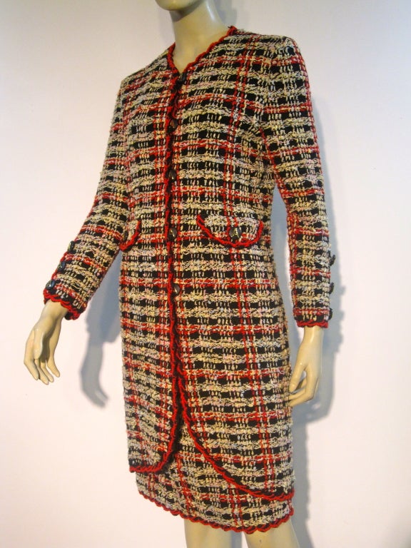 Adolfo 70s Bouclé Knit Skirt Suit in the Chanel Style 3