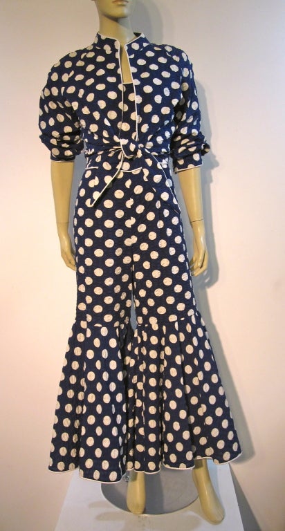 Teal Traina 1966 Cotton Polka-Dot Jumpsuit and Jacket