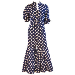 Teal Traina 1966 Cotton Polka-Dot Jumpsuit and Jacket