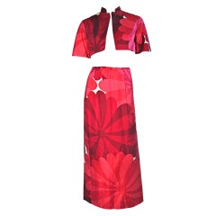 Pauline Trigere 60s Silk Print 2-Piece Midriff Jacket and Skirt 4