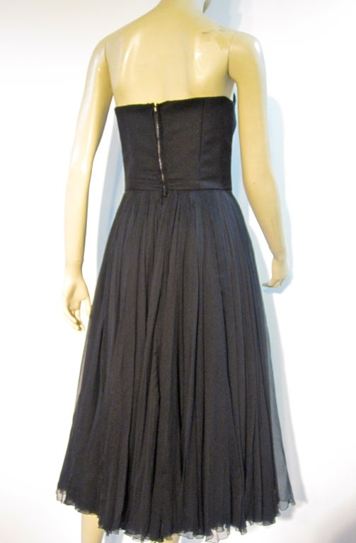 Women's James Galanos Early 50s Cocktail Dress in Wool and Silk Chiffon For Sale