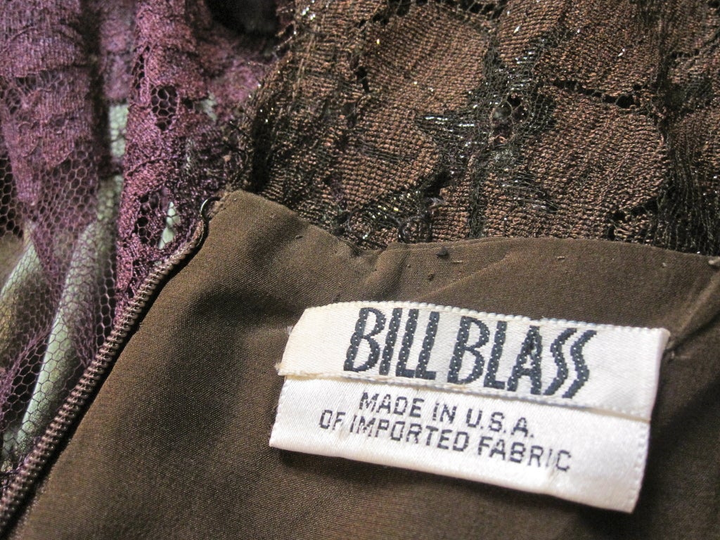 Bill Blass 70s Silk Chantilly Lace Sarong Gown 4