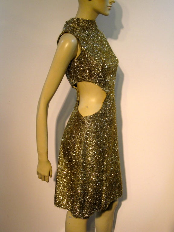 Women's Space Age 60s Eyelash Lamé A-Line w/ Cut-Outs