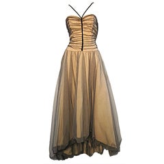 50s Will Steinman Tulle Gown in Nude and Black w/ Bubble Hem