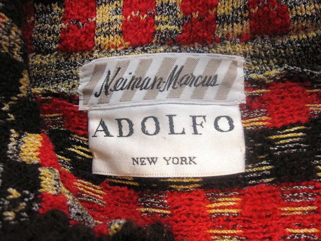 70s Adolfo Gorgeous Knit Suit with Yarn Fringe Trim! 2