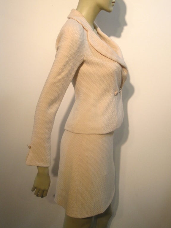 Women's Christian Dior Pale Pink Silk Tweed Skirt Suit