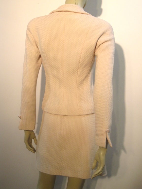 Christian Dior Pale Pink Silk Tweed Skirt Suit 1