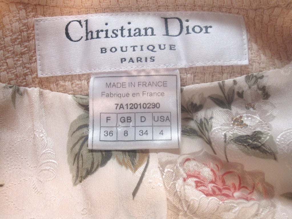 Christian Dior Pale Pink Silk Tweed Skirt Suit 3