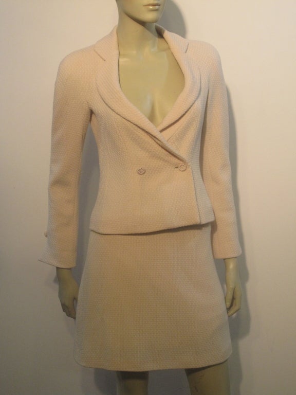 Christian Dior Pale Pink Silk Tweed Skirt Suit 2