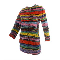 Ungaro 70s Quilted Velvet Multicolor Double Breasted Jacket