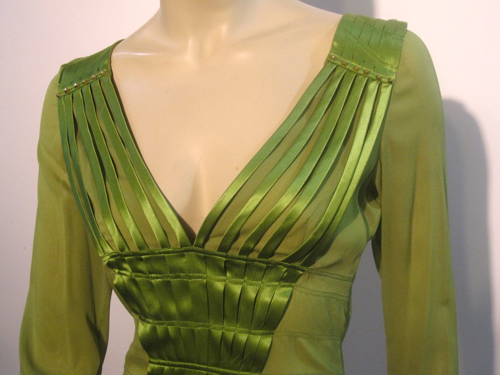 green chiffon blouse