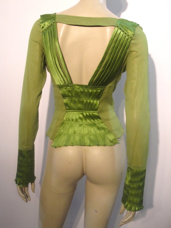 green chiffon shirt