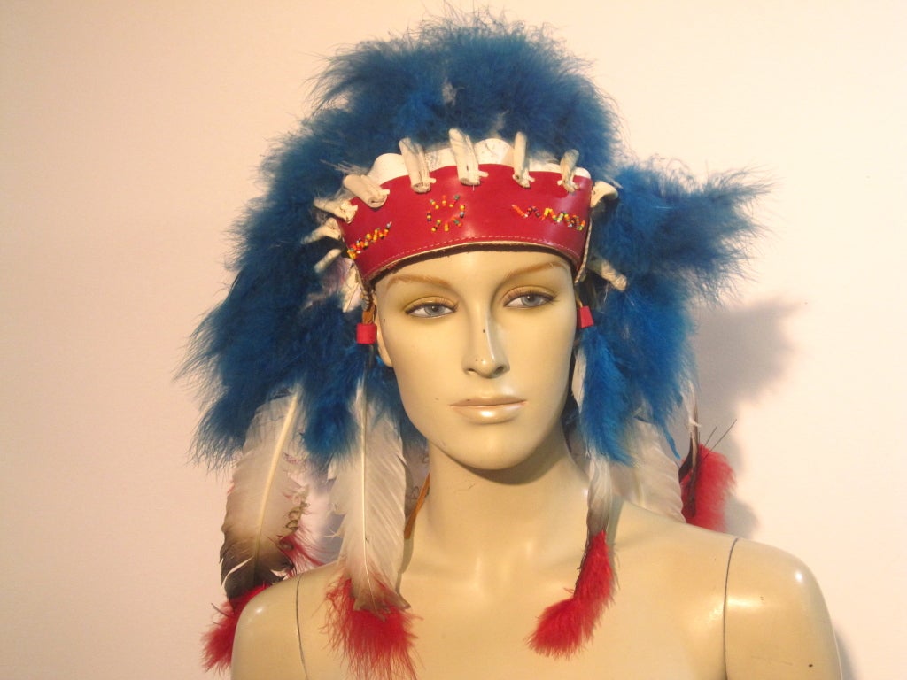 Cherokee Indian Reservation Souvenir Feather Headress from 50s 1