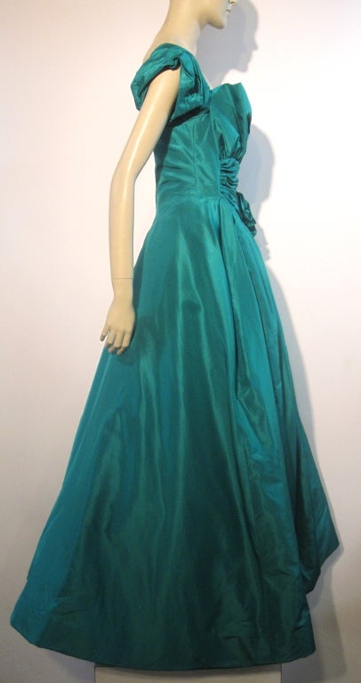 Scaasi 80s Silk Taffeta Gown w/ Elizabeth Arden Evening Coat 1