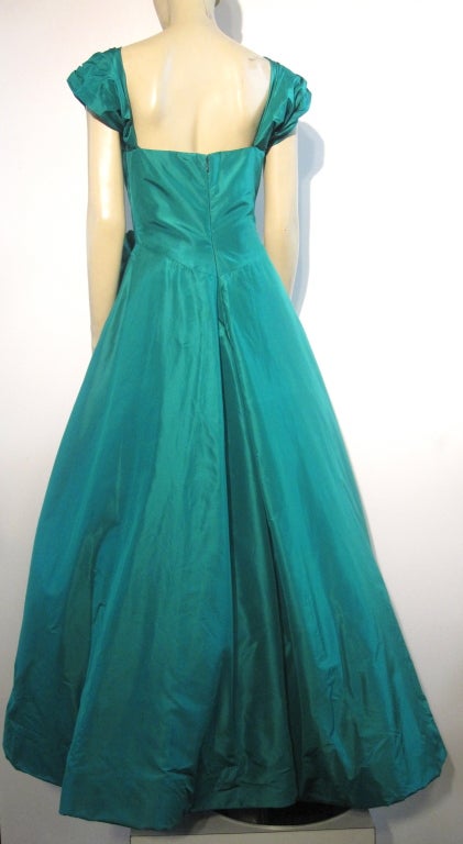 Scaasi 80s Silk Taffeta Gown w/ Elizabeth Arden Evening Coat 2