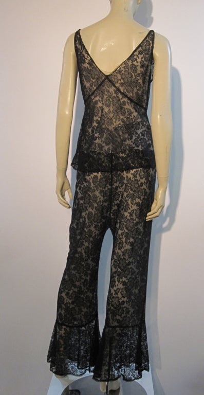 1920s Silk Lace Pajama Set--Lined with Trim 2