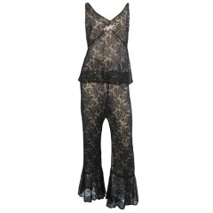 1920s Silk Lace Pajama Set--Lined with Trim