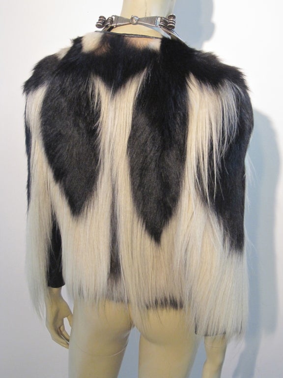 Women's or Men's 1920s Colobus Monkey Jacket in Natural Black and White
