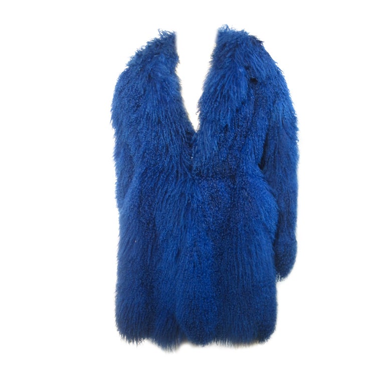 80s Neiman-Marcus Cobalt Blue Mongolian Lamb Coat at 1stDibs | fox fur ...