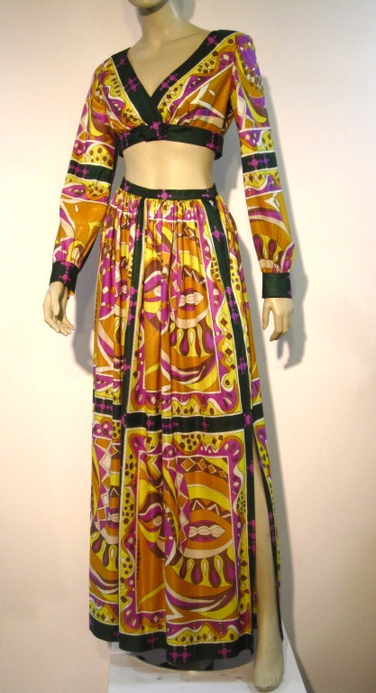 60s Mod Print Saks Fifth Avenue 2-Piece Maxi Skirt and Top 2