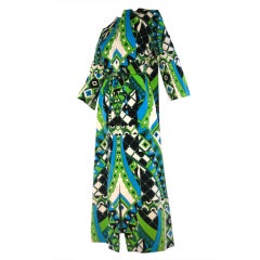 60s Psychedelic Print Velveteen Hostess Robe 11