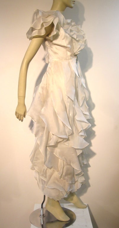 Henri Bendel Silk Gazar Ruffled Dress with Deep Decollatage 1