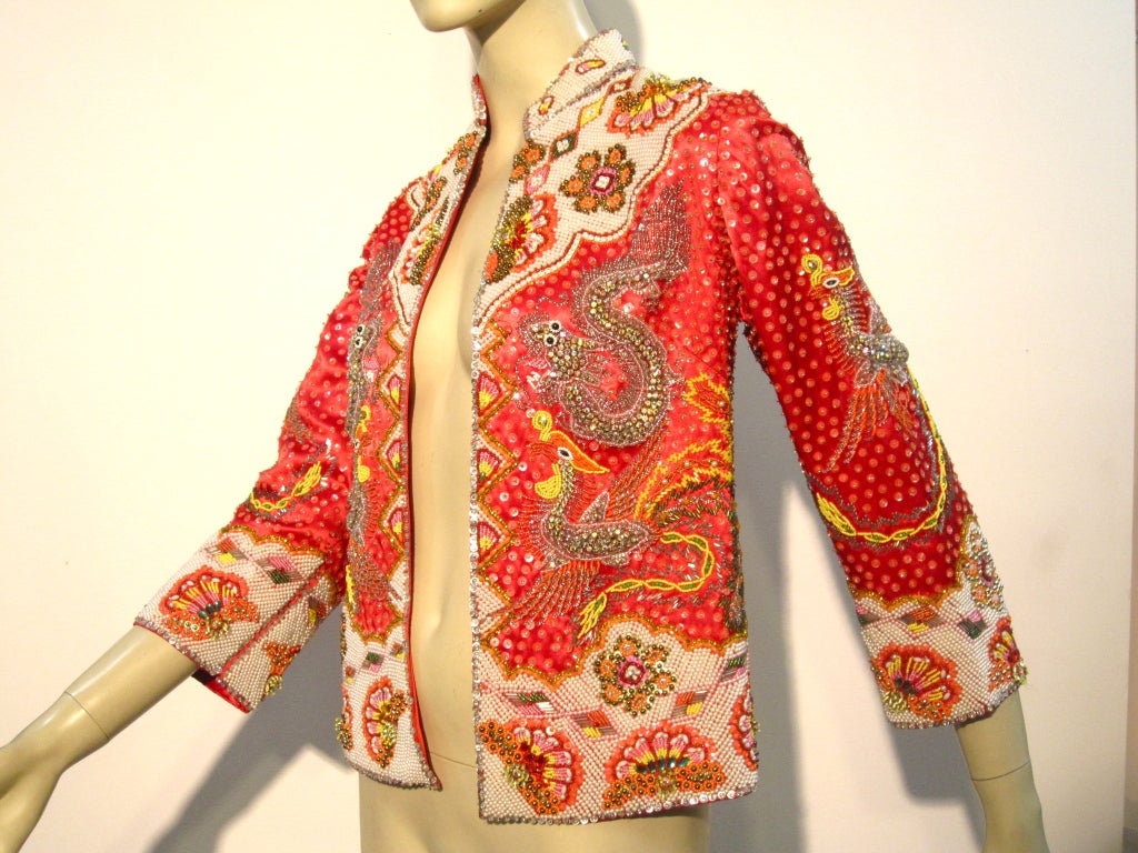 Saks Fifth Avenue 60s Chinese Style Beaded Jacket by Eva Haynal 3