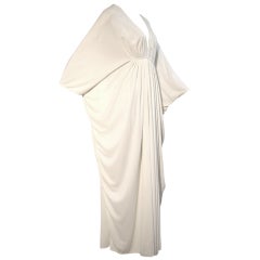 White Celenese Rayon Jersey 60s Goddess Caftan
