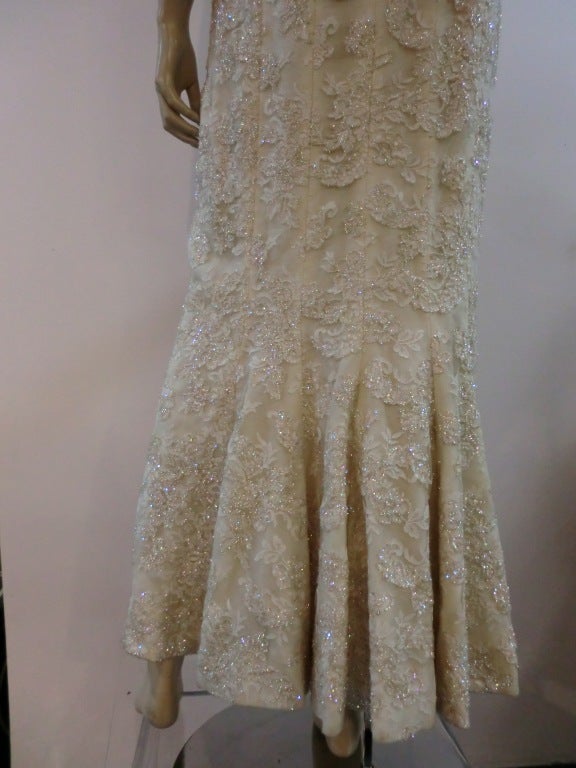 60s Lace Gown with Fishtail Back and Iridescent Trim 3