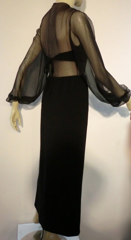 Women's Galanos 60s Gown of Silk Chiffon and Wool - Super Sexy