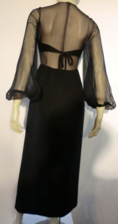 Galanos 60s Gown of Silk Chiffon and Wool - Super Sexy 1