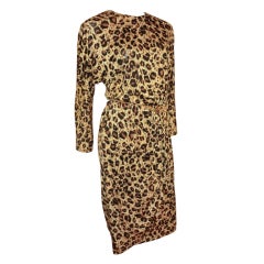 Retro 80s Silk Jersey Leopard Print Dress
