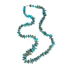 1970's Raw Turquoise 20" Strand Necklace