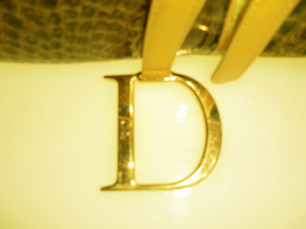 Women's Dior Chartreuse Embossed Leather Saddlebag