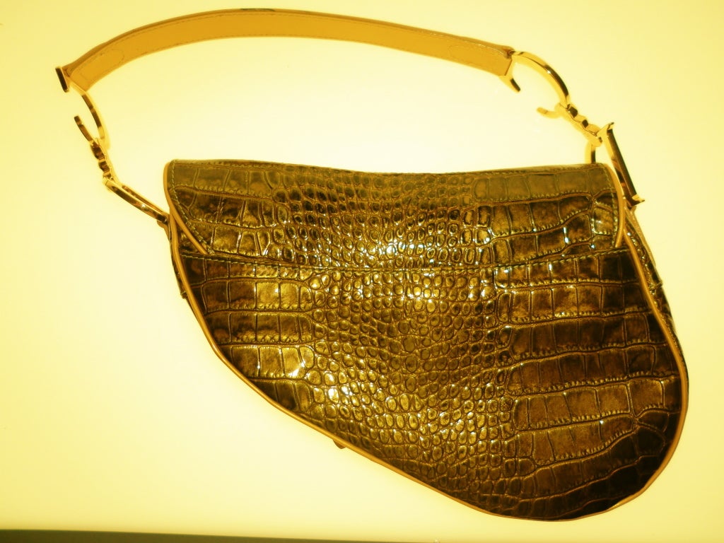 Dior Chartreuse Embossed Leather Saddlebag 2