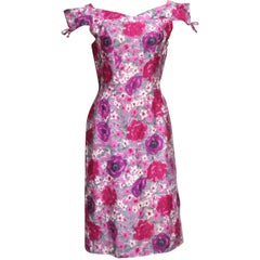 50s Floral Print Summer Cotton Sheath